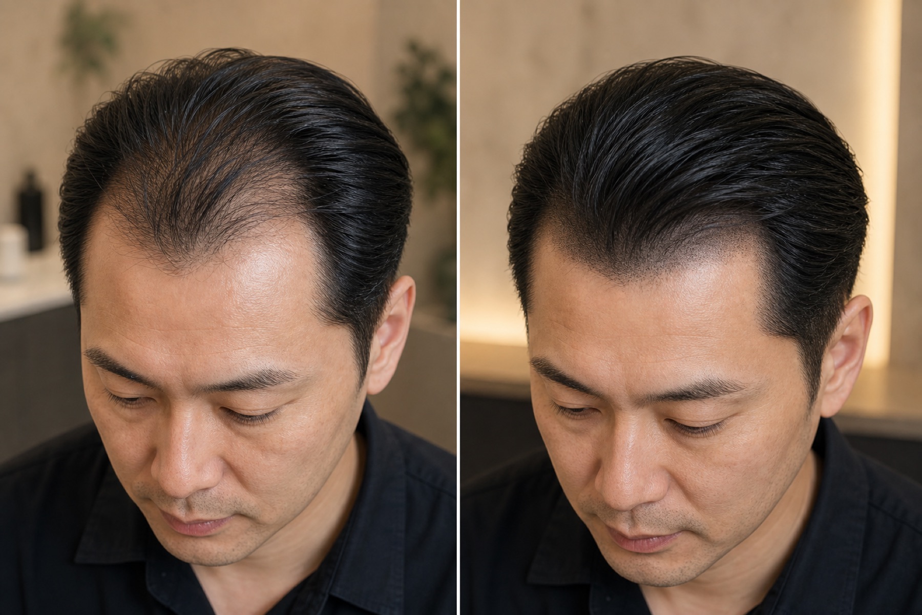 スカルプインク施術前後の生え際比較